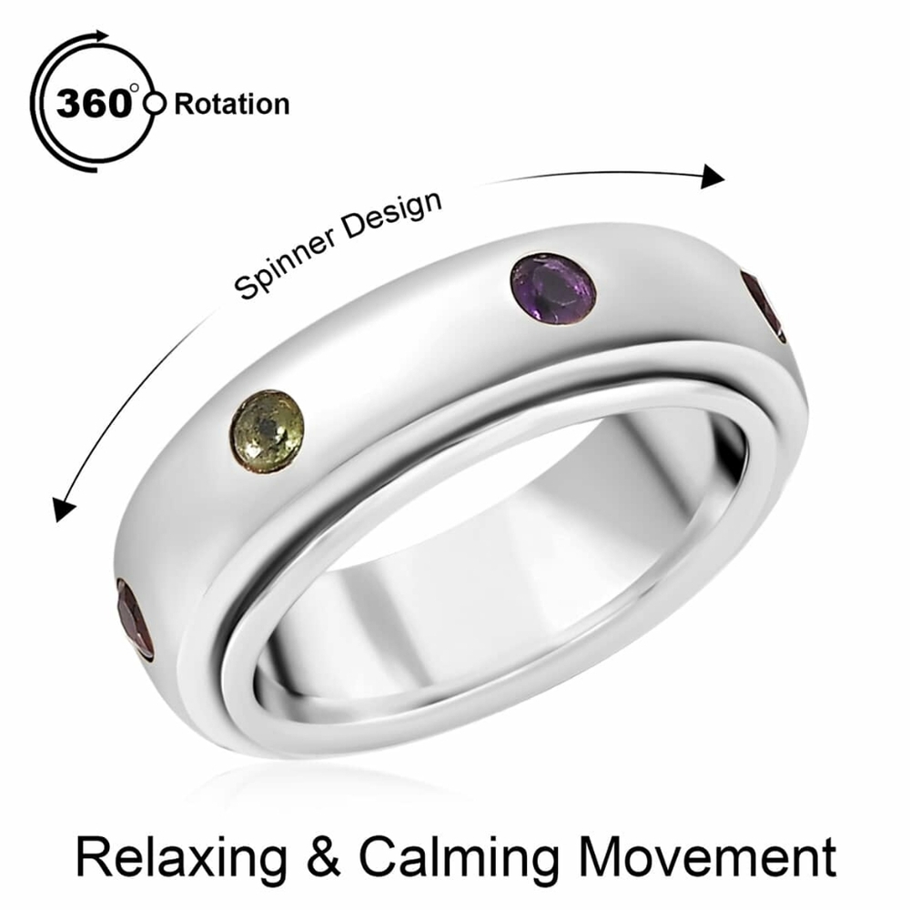 Host Pick NWOT Chakra Gemstone / Anxiety Spinner Ring Size 8 - Picture 3 of 11